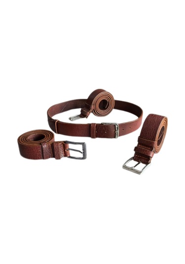 Kızıl Kahve 4,5 cm Eninde Deri Erkek Kemeri 130 CM