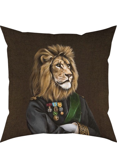 Mr. Lion Kadife Yastık/kırlent Dolgu Boncuk Elyaf Uluslararası Yıkama Ve Solmama Sertifikası Çok Renkli