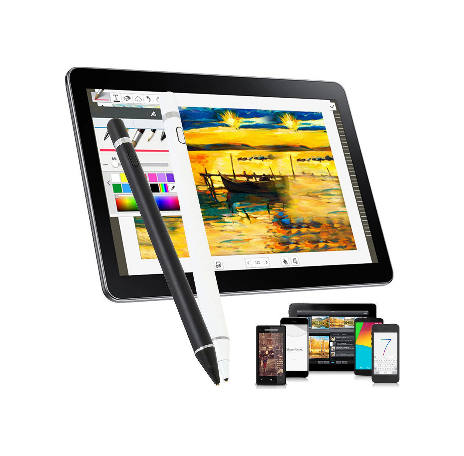 Moveevo Siyah Aktif Kapasitif Kalem - İpad, Telefon, Tablet Uyumlu - Çizim, Dokunmatik Ekran İçin Evrensel Stili