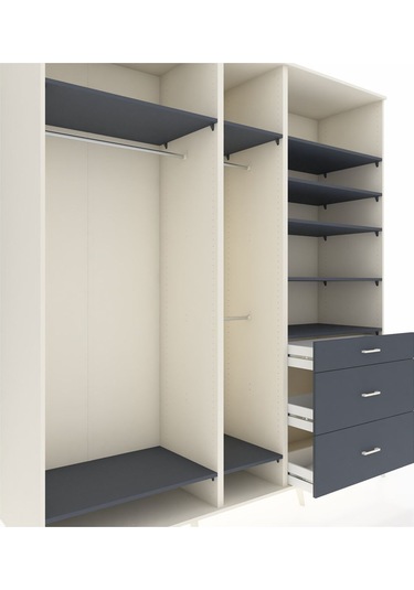 Kronos Dolap 9 Raflı 3 Çekmeceli 3 Askılı 220x59x243 Aytaşı-antrasit/antrasit Antrasıt/antrasıt