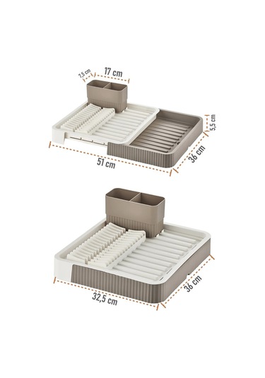 Krem Uzayabilir Sürgülü Bulaşık Sepeti, Lavabo/tezgah Üstü Açılır Kapanır Bulaşıklık Kurutma Sepeti Krem
