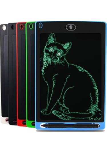 Mufunye Lcd Yazı Tahtası 8.5 Tek / 10 İnç / 12 İnç Lcd Çocuk Küçük Çizim Tahtası Not Taslak Yazı Tahtası Hediye 8.5" Siyah Monokrom Çok Renkli