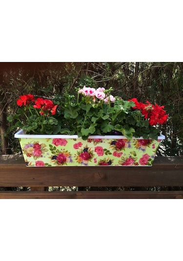 10 Adet 60Cm Plastik Saksı - Güllü Balkon Saksısı Cam Önü Saksı