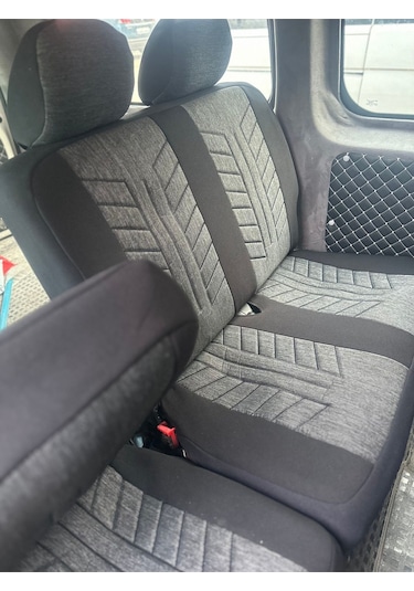 Argalı Ford Courier Araca Uygun Oto Koltuk Kılıfı Üniversal Keten Ve Suni Deri Cepli Oto Koltuk Kılıf Siyah