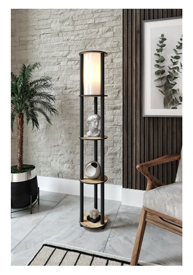 Ravilo Estantes Yuvarlak Dekoratif Raflı Lambader Meşe