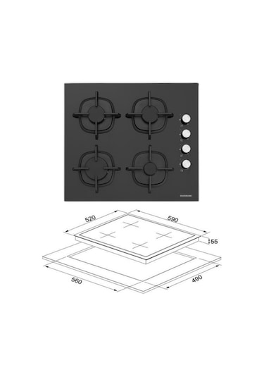 Silverline S2-BO6502B02 + CS5700C6B01 3457 Soho Siyah Ankastre Set