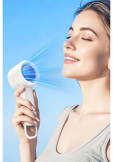 Taşınılabilir Şarjlı El Fanı - Turbo Üfleme Teknolojisi Dijital Lcd Kademe Ayarlama Masaüstü Fan Hx6