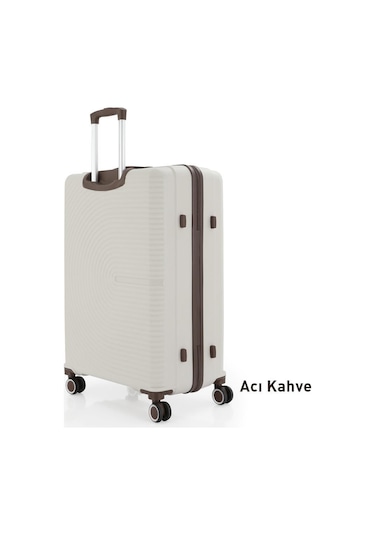 Mçs Bavul Büyük Ve Kabin 2li Set Kırılmaz Silikon Valiz V374 Kemik/acıkahve Kemik - Kahverengi