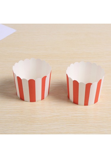 Sointeresting 50x Cupcake Sarma Kağıdı Kek Kabı Pişirme Kapları Liner Muffin Mutfak Pişirme Kırmızı Çizgiler KIrmızı