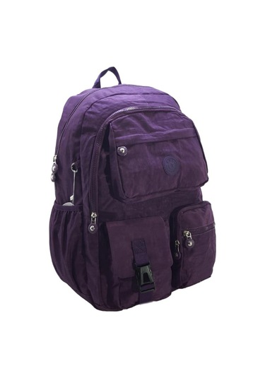 Klinkır Okul Çantası Lise Ortaokul Üniversite Kadın Sırt Çantası Hafif Kumaş Çok Cepli Mor