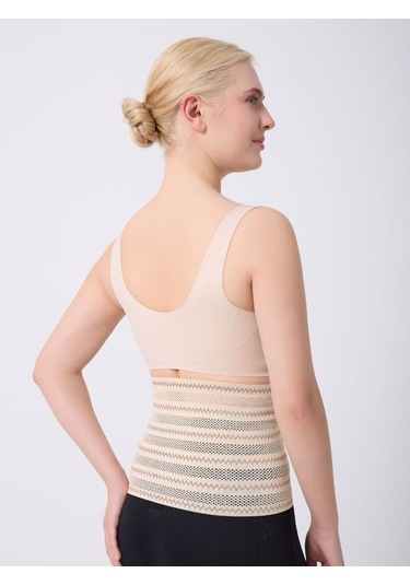 Norma Uzun Model Desenli Hava Alabilen Beli Toparlayan Sıkılaştıran Lateks Korse Ten Renk Ten