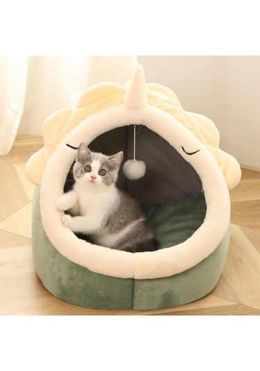 Leezsing Çıkarılabilir Ve Yıkanabilir Kedi Yarı Kapalı Yuva Matı, Kedi Köpek Sepeti, Kedi Evi Çadırı Mağara Kedi Yatağı