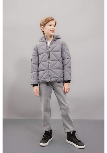 DeFacto Erkek Çocuk Su İtici Kapüşonlu Fermuarlı Cepli Mont C7385A824WNGR211