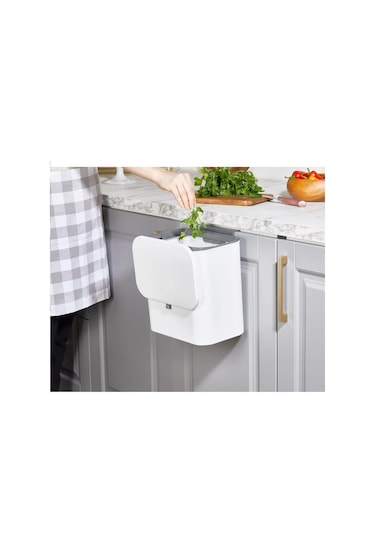 Bayev Beyaz Fonksiyonel Kapaklı Banyo Ve Mutfak Tezgah Üstü Çöp Kovası Dolap Ve Duvar Seçeneği