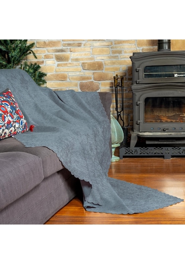 Jakarlı Şönil Koltuk Örtüsü Çekyat Örtüsü Koltuk Şalı 110x175 2 Ad. Kaymaz Bulut Bulut