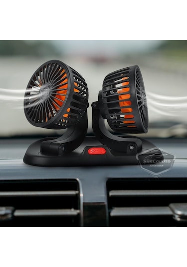 Üniversal Oto Ofis Araç İçi Torpido Üstü Vantilatör Çift Başlıklı Çakmaklık Girişli Kademeli Soğutucu Fan 360 Vantilatör 56645861