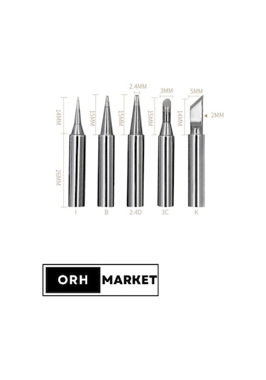 900M Serisi 5'li Havya Ucu Seti – T-K, T-I, 3C, B, 2.4D Modelleri Farklı Lehimleme İhtiyaçları İçin