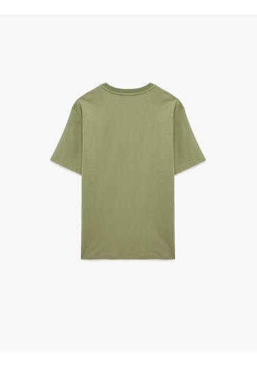 Koton Regular Fit Kısa Kollu Bisiklet Yaka Pamuklu Basic Tişört Haki 6sam10332mk