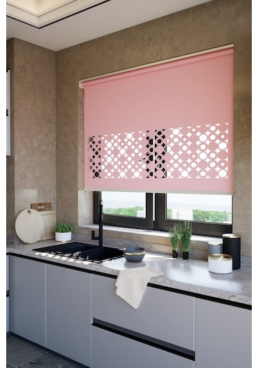 Perdea Lazer Kesim Mat Stor Perde, Lazer Kesimli Klasik Serisi, C-191006 Gül Kurusu Renk