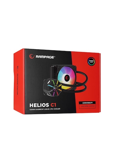 Rampage Helıos C1 Siyah 68cfm 1800rpm Rainbow Amd Am5/ıntel Lga1700 120mm Sıvı Soğutmalı Cpu Fan