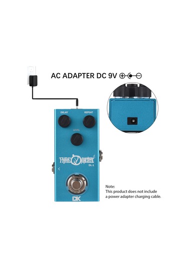 Ruicoo Gitar Gecikme Efekt Pedalı Metal Kasa 6.35mm Giriş/çıkış, Gecikme Süresi-volüm-ktekrar Kontrolü, Mavi Led, Doğru Pas-through Anahtarı