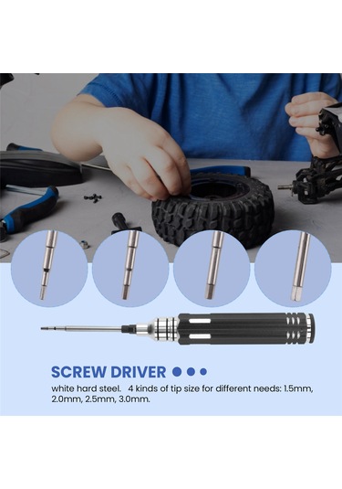 Leasetake 4'ü 1 Arada Altıgen Başlı Altıgen Tornavida Takım Seti 1,5-3 Mm Fr Rc Helikopter Arabası