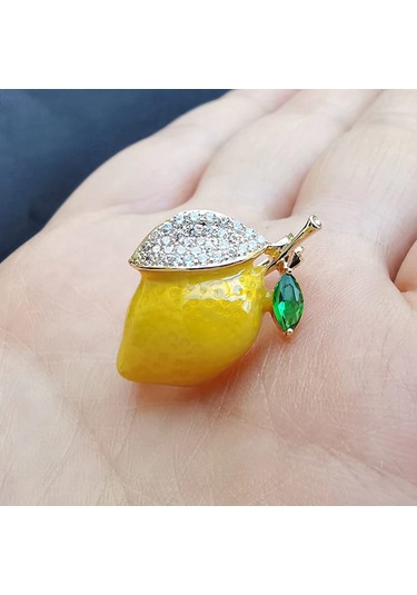 Emaye Sarı Limon Kadın Broş Düğün Partisi Turuncu Nedensel Broş Iğne F4-5-263 F4-5-263 Çok Renkli