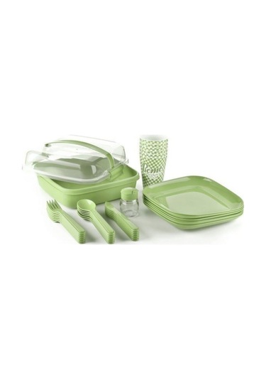 Cosiness Piknik Seti -32 Parça İç İçe Geçebilen Çatal + Kaşık + Bıçaklı Yeşil