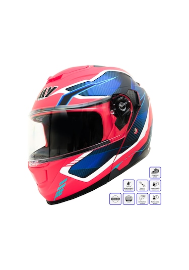 My Helmets Mks002-rbw Güneş Vizörlü Şeffaf Çene Açılır Motosiklet Kaskı
