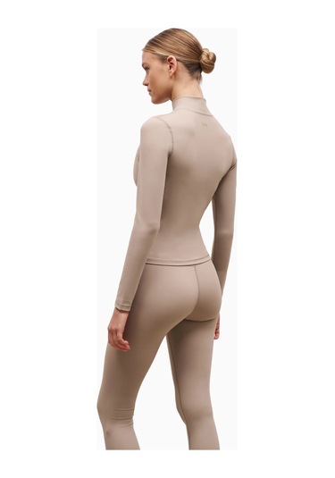 Because Of Alice Base Sculpting Zip Up Jacket Şekillendirici Fermuarlı Kadın Ceket Bej