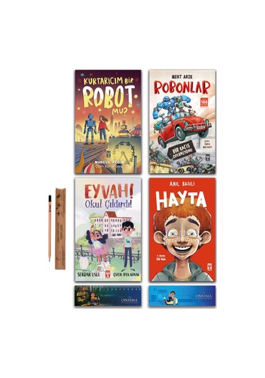 İlk Genç Timaş Kurtarıcım Bir Robot Mu - Robonlar - Eyvah Okul Çıldırdı - Hayta Set 4 Kitap