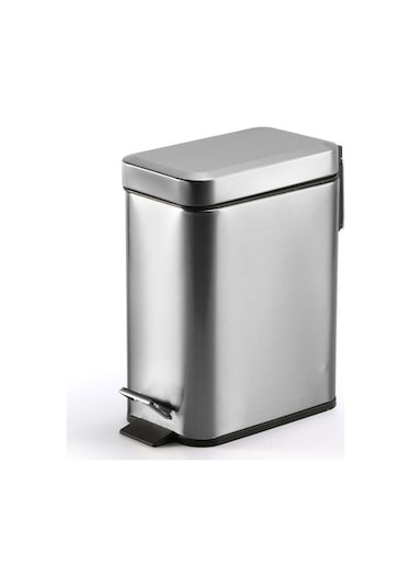 Rogfer Ev Tipi Paslanmaz Çelik Ayak Pedalı Küçük Dikdörtgen Çöp Kutusu Gümüş Gümüş