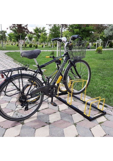 Bisiklet Park Yeri Bisiklet Bağlama Demiri 3'Lü Sarı - Siyah