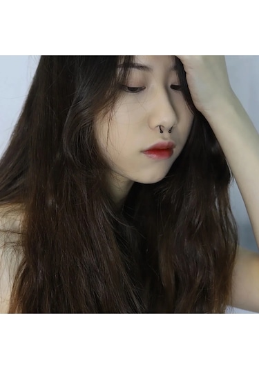 Siyah Burun Ucu Mıknatıslı Septum Piercing Fake Deliksiz Küpe