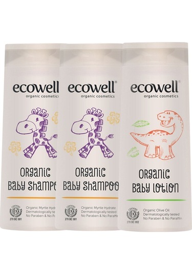 Ecowell Organik Bebek Şampuanı 300 ML x 2 + Bebek Losyonu