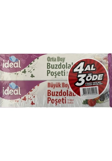 İdeal Buzdolabı Poşeti 4 Al 3 Öde 4 Orta + 4 Büyük