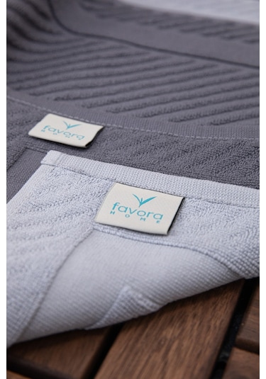 Leoline %100 Pamuk Premium 2'li Ayak Havlusu - Gri - Antrasit Gri - Antrasit