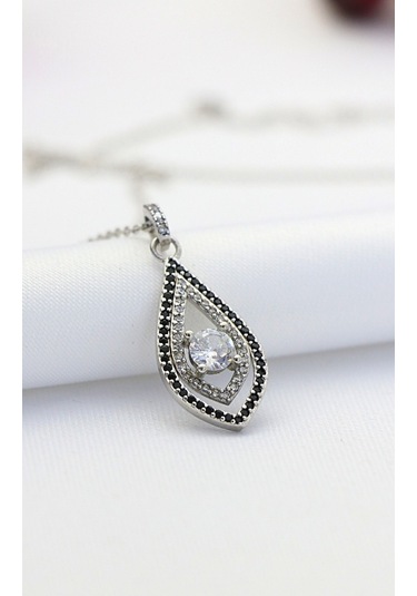 Nano Siyah Taşlı Hürrem Gümüş Kolye