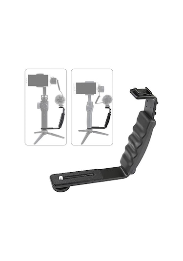 Geeksen "l Şekilli El Tipi Gimbal Aksesuarı - 2 Hot Shoe Yuvalı, Mikrofon Ve Işık İçin Djı Osmo Uyumlu"