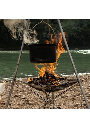 Pazly Geeroyoo Paslanmaz Çelik Kamp Mangalı - Katlanabilir, Odun Ve Isıtıcı Izgaralı, Büyük Boy, Taşınabilir Kamp Ateş Tabanı