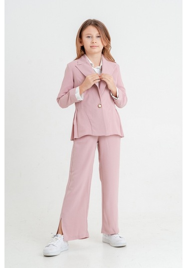Kız Çocuk Piliseli Üçlü Kız Takım 4409 Pembe