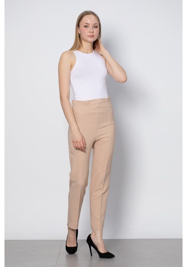 Çift Düğmeli Kumaş Pantolon - Taş-Taş