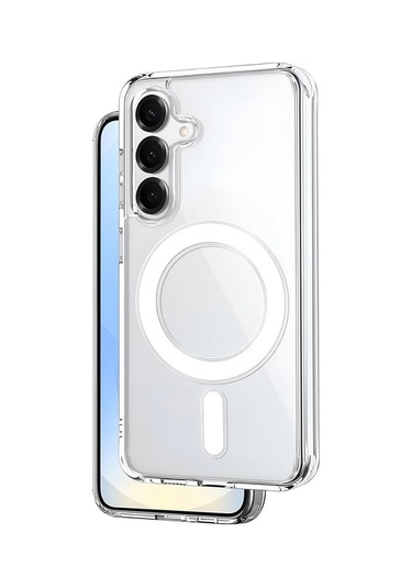 Samsung Uyumlu S24 Fe İçin Kılıf Kamera Korumalı Magsafe Wireless Şarj Özellikli Şeffaf Kılıf