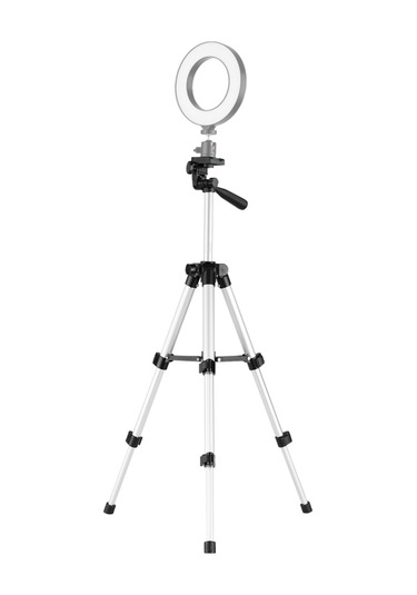Mini Masaüstü Tripod Standı Alüminyum Alaşımlı 1/4 İnç Vida 21cm-65cm Akıllı Telefon Canlı Yayını İçin Ayarlanabilir Yükseklik Kompakt Led Video Işığı Dijital Kamera Gümüş