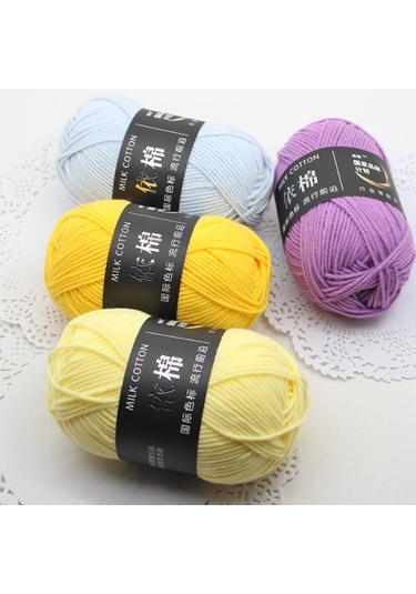 Leezsing Yumuşak Bakım 4 Katlı Pürüzsüz Süt Pamuk İpi - Bebek Triko, Şapka, Eşarp İçin Uygun - Beyaz Süt Beyazı