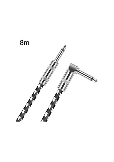 Sones 8m 1 Düz Başlık + 1 Dirsek Başlı 6,35mm Gitar Kablosu Oksijensiz Bakır Çekirdekli Ts Büyük İki Çekirdekli Kablo