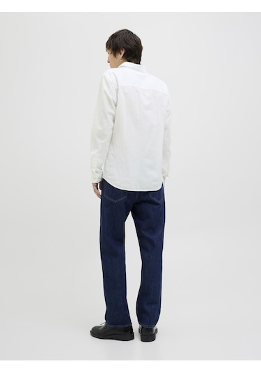 Jack & Jones Slim Kalip Keten Karışımlı Gömlek - 12268964 White