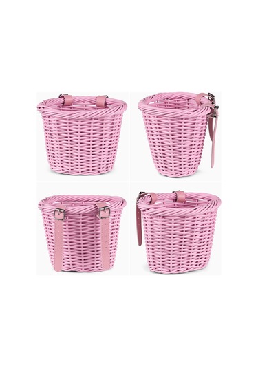 Folinda Küçük Pembe Çocuk Bisikleti Aksesuar Seti: Plastik Simülasyon Sünger Sepet + Zil + Sticker + Düğüm, 12-18 İnç Bisikletlere Uygun Pembe