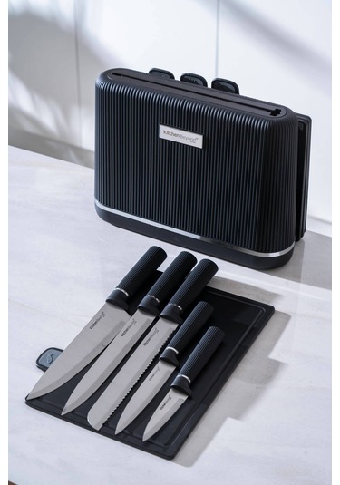 Cooper 10 Parça Standlı Kesme Tahtası Ve Bıçak Seti Siyah