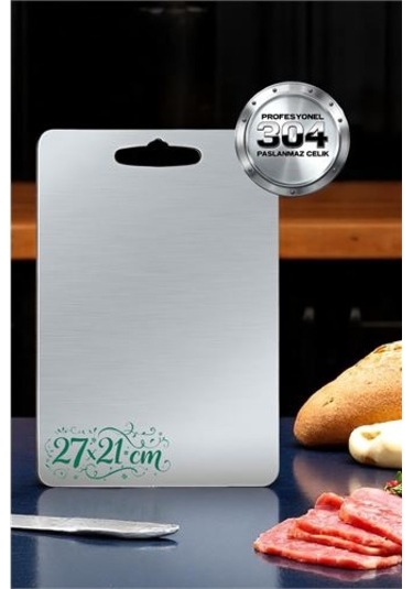 Kesim Tahtası - Profesyonel 304 Paslanmaz Çelik Doğrama Tahtası 27x21 Cm Çok Renkli